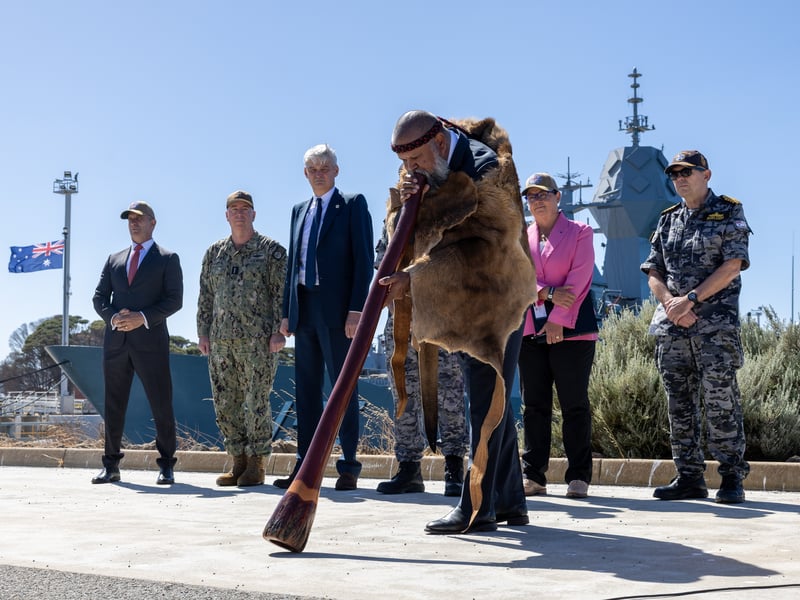 Indigenous Leader Barry Winmar conducts the welcome ceremony