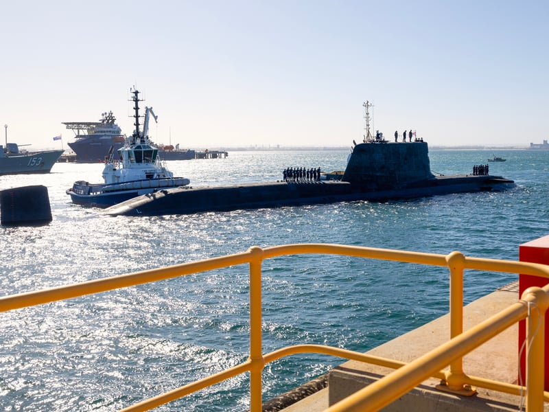 HMS Anson in transit to HMAS Stirling.