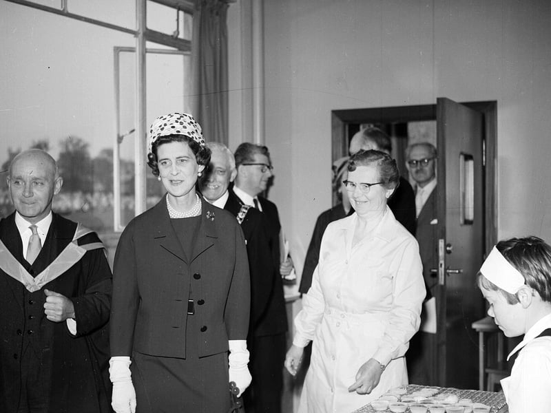 The Duchess of Kent opens Liberton Secondary School's new Domestic Science Department in May 1959.