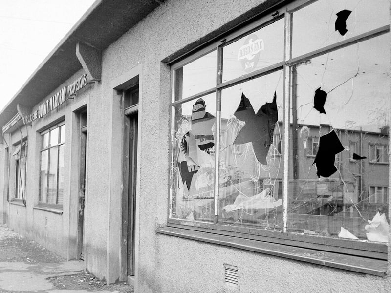 A shop in the Southhouse Housing Scheme, in Liberton,  vandalised in 1963.