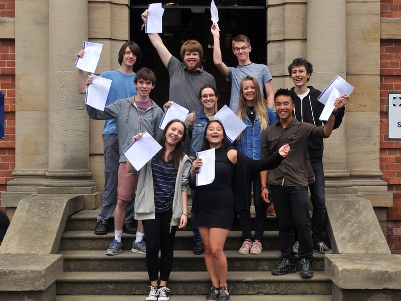 Students receive their A Levels results at Roundhay School in August 2016.