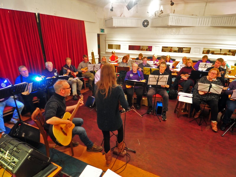 Roundhay Ukelele Group which meet at the New Highwood in Moortown on Wednesday evenings. Pictured in December 2016.