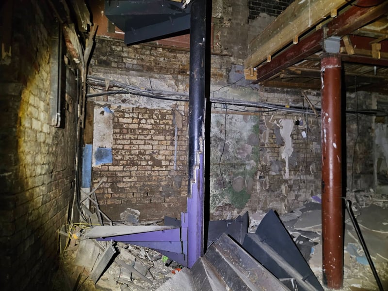 The remains of the space between the front entrance and the main dance floor.