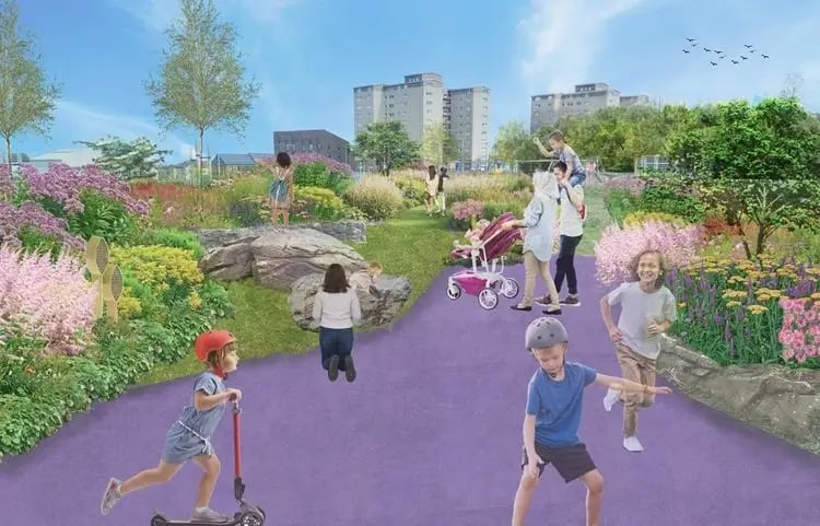 This £4 million project to transform the 12 acre West Pilton Park is currently underway. It will include new improved paths, the creation of a seasonal wetland area, improved play and activity facilities, a dog play park, a community growing space and a cafe.