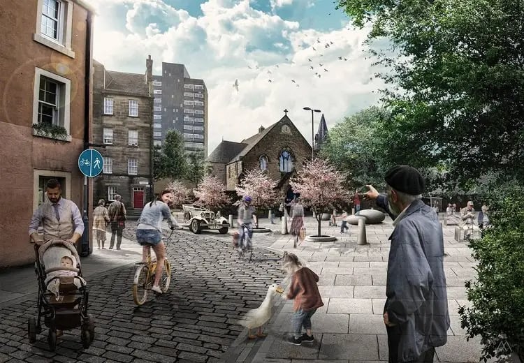 This £1.6 million project in Edinburgh's Southside plans to reinstate a historic street space at West Crosscauseway, creating a pedestrianised place for community and arts events. It's at the pre-planning stage.