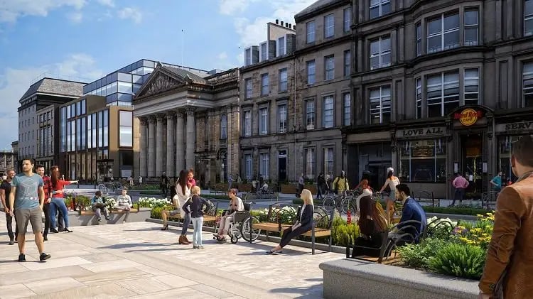 This £39.5 million scheme for George Street is at the pre-planning phase, with a target completion date of September 2030. It will see increased pedestrian space and active travel infrastructure along with landscaped areas and adaptable events areas. It's part of the Edinburgh City Centre Transformation (ECCT) project.