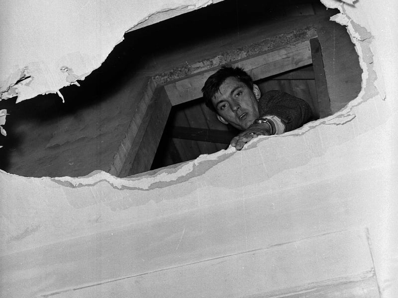 New houses damaged by vandals at Craigmillar in June 1965.