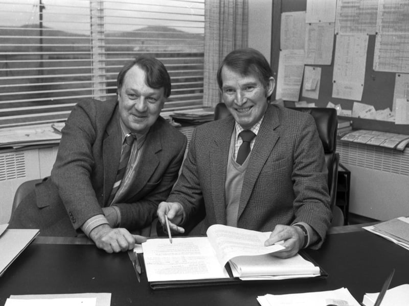 Headteacher James Gilmour (right) and deputy head John Mackie at Wellington School (a list D school, formerly a 'reform' school) at Leadburn, Midlothian, in January 1986