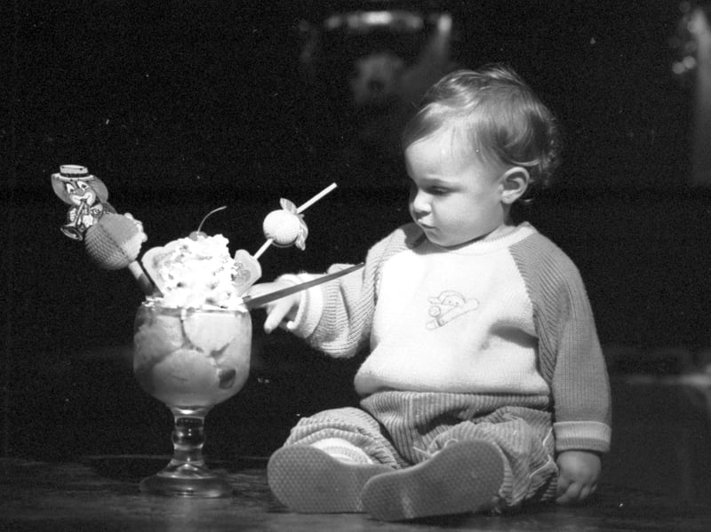 Little Paolo Boni with the ice cream which won Edinburgh's Lorenzo Boni the National Ice Cream Competition in Harrogate in 1986