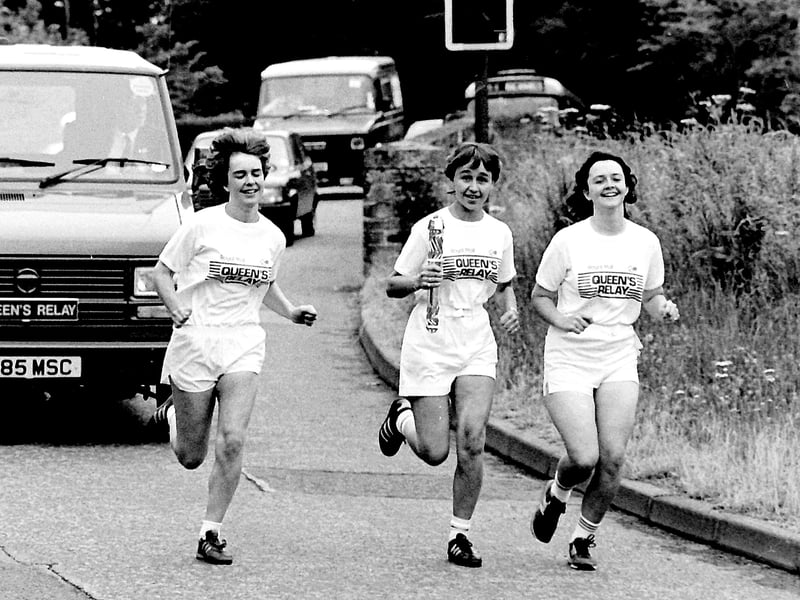 Young runners carry the Commonwealth Games baton through through the Borders in July 1986