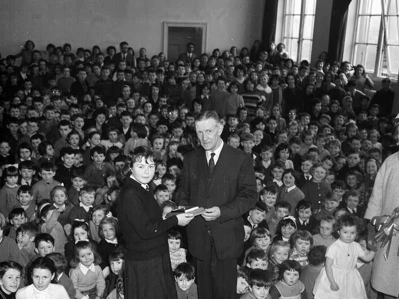 A presentation to John Bell, the retiring headteacher of Craigentinny School, in March 1963.