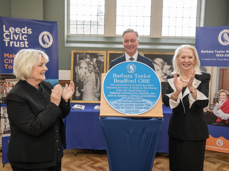 Ms Blethyn unveiled the plaque along with Barbara's close friends and the trustees of the Barbara Taylor Bradford Trust, W. Randall Jones and H.E. Vicki Downey, who had travelled from the USA to be present for the event. Applause rippled through the room as the blue plaque was presented to the crowd.