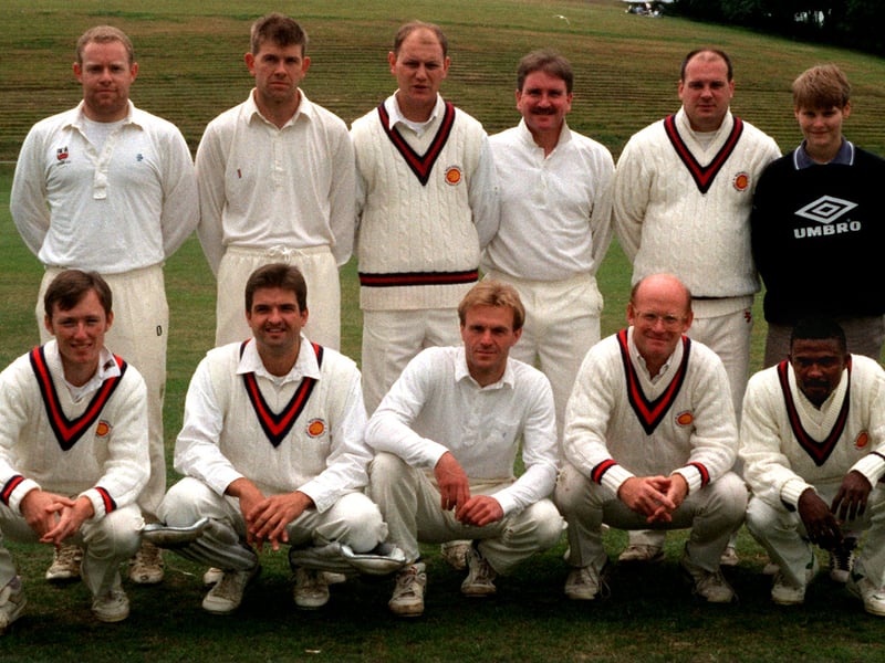Roundhay CC, who played in Division 2, pictured in August 1996. Back row, from left, are Giles Hall, John Marshall, Stewart Paul, Doug Wharmby, Stuart Firth, and Jane Scarborough (scorer).
Front row, from left, are Richard Ashworth, David Crang, Richard Marshall(c), Martin Ashworth, and Michael Deans.