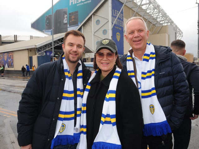 Leeds United v Manchester City Elland Road Premier League sat 28-02-2026 pic Steve RidingSwedish supporters Filiop, Emma and Larry Ormehof 