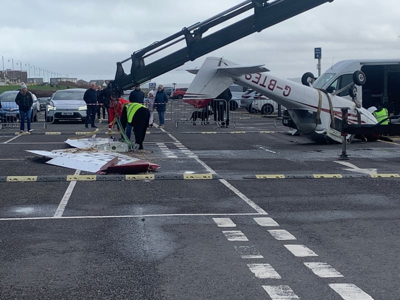 Light aircraft being salvaged in Lee-on-the-Solent. Photo: Steve Bone