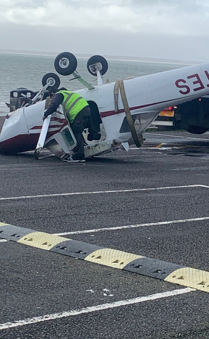 Light aircraft being salvaged in Lee-on-the-Solent. Photo: Steve Bone
