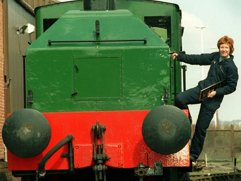 Hazel Evans with the train bought for her birthday in April 1996.