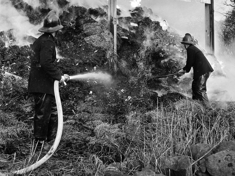 A fire at Lord Rosebery's Estate at Currie in December 1964.