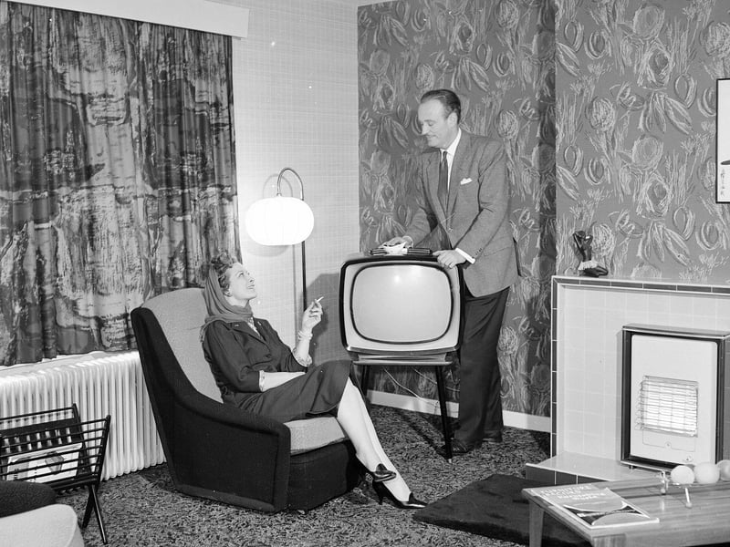 Actors Vanessa Lee and Peter Graves checking out the Wimpey showroom at Currie in February 1960.