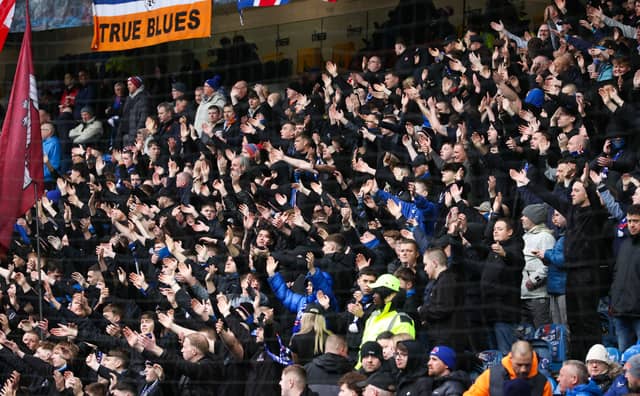 A general view of Rangers fans during the game.