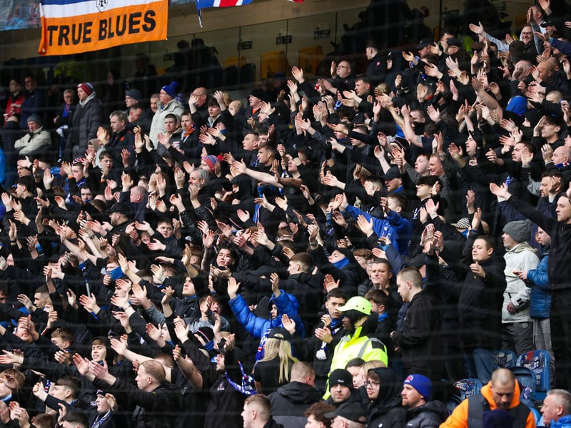 A general view of Rangers fans during the game.