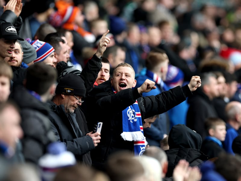 Rangers fans enjoy the pre match atmosphere prior to kick-off.