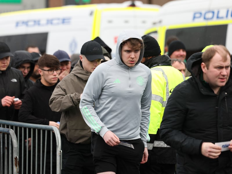 Celtic fans arrive at Ibrox.