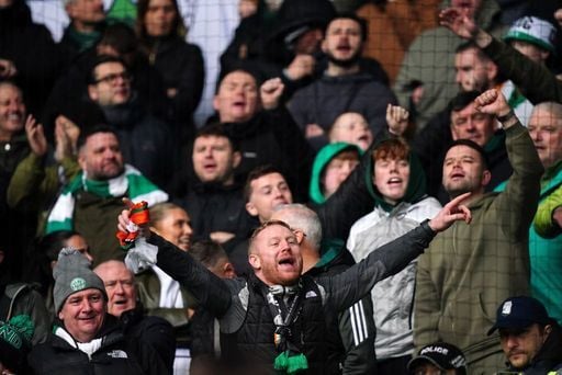 Celtic fans in the stands ahead of the game.