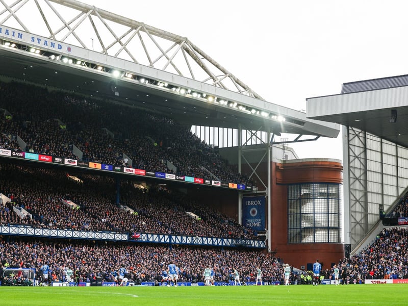 A general view during of Ibrox during the game.