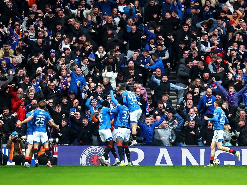 Rangers fans celebrate Youssef Chermiti's outstanding opener.