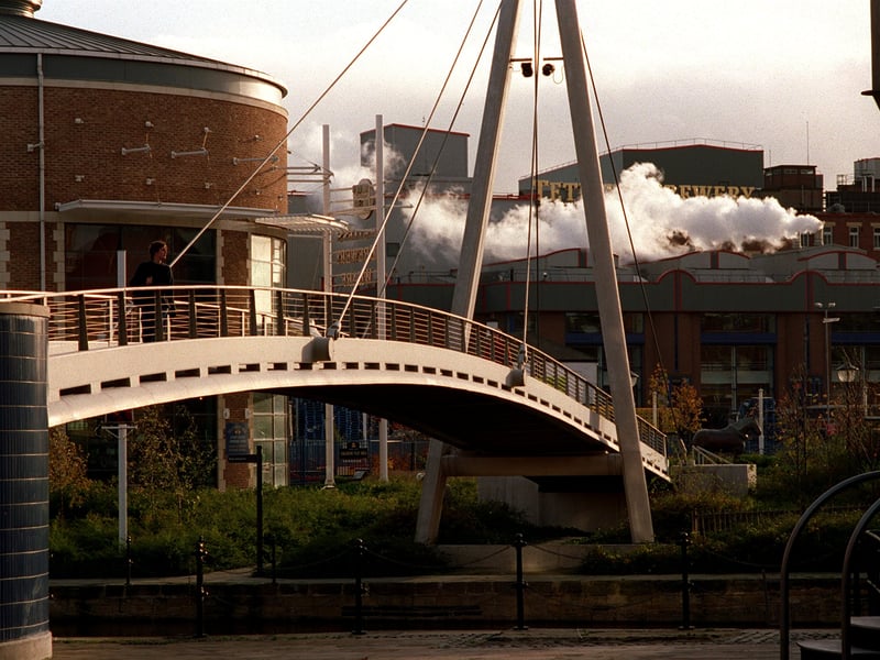 Tetley's Brewery and the Centenary Bridge from The Calls. Pictured in November 1996.