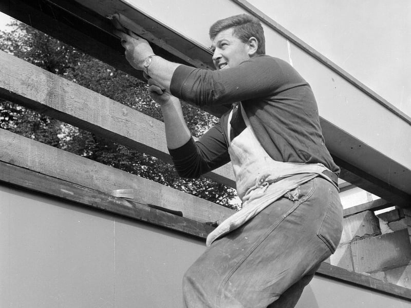 Mr Williams works on Colinton Telephone Exchange in August 1964.