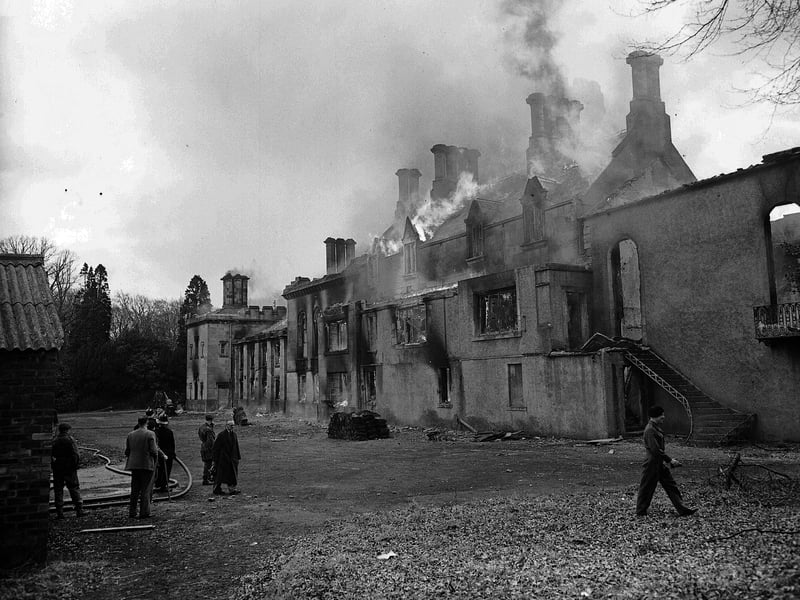 Soldiers from 300 Parachute Squadron Royal Engineers used flame throwers to reduce Dreghorn Castle,  Colinton, to a burnt-out shell in April 1955