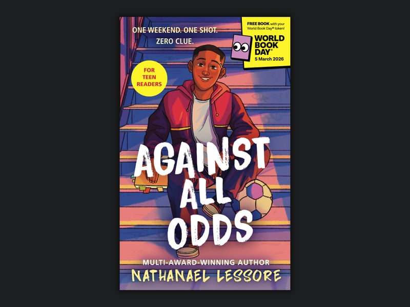 Against All Odds by Nathanael Lessore is the final World Book Day 2026 book. Aimed at independent older readers and published by Hot Key Books, this title follows Noranto, a young boy whose enjoyment of football firmly cements him as one of the boys. However, when his teacher suggests he enters his poetry into a creative writing competition, Noranto becomes stuck between what his friends expect and who he wants to be. 
