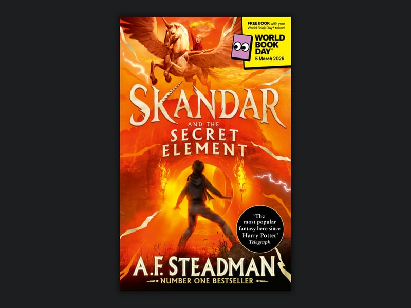 Part of A.F. Steadman’s bestselling Skandar series, Skandar and the Secret Element has been included as part of World Book Day 2026. Published by Simon & Schuster, this book is perfect for both newcomers to the series as well as big fans as it follows unicorn rider Albert as he is whisked away to a mysterious island where he meets a boy named Skandar, who is hiding a dangerous secret. 
