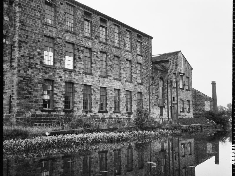 Airedale Mills, Crossflatts, Bingley, Bradford, seen from across the Leeds and Liverpool Canal in the late 60s or early 70s