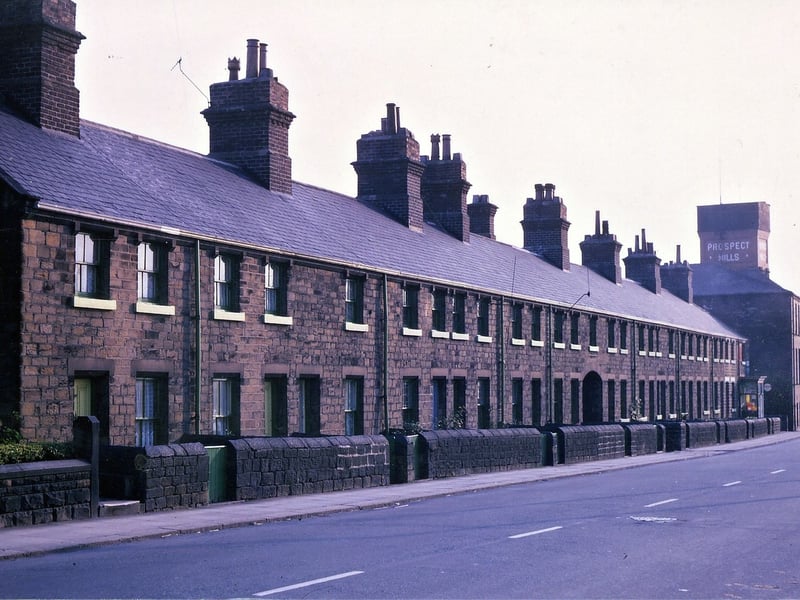 This terrace was on Victoria Road and the backs of the properties were Springfield View. This row was very closely connected to the Prospect Mills, a red brick building further along Victoria Road. The corner shop against the first mill yard was patronised regularly by millworkers, especially at mealtimes for hot drinks. Pictured in September 1967.