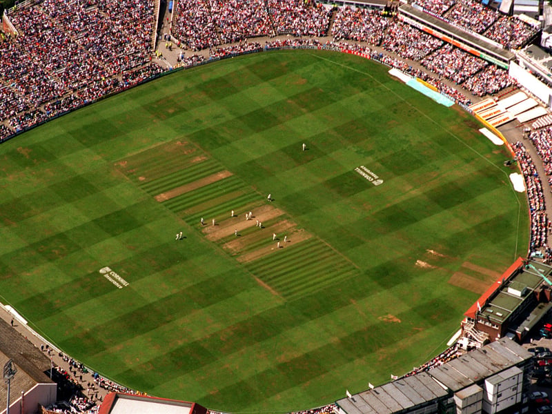A bird's eye view of the action during the England v Australia Test in July 1997.