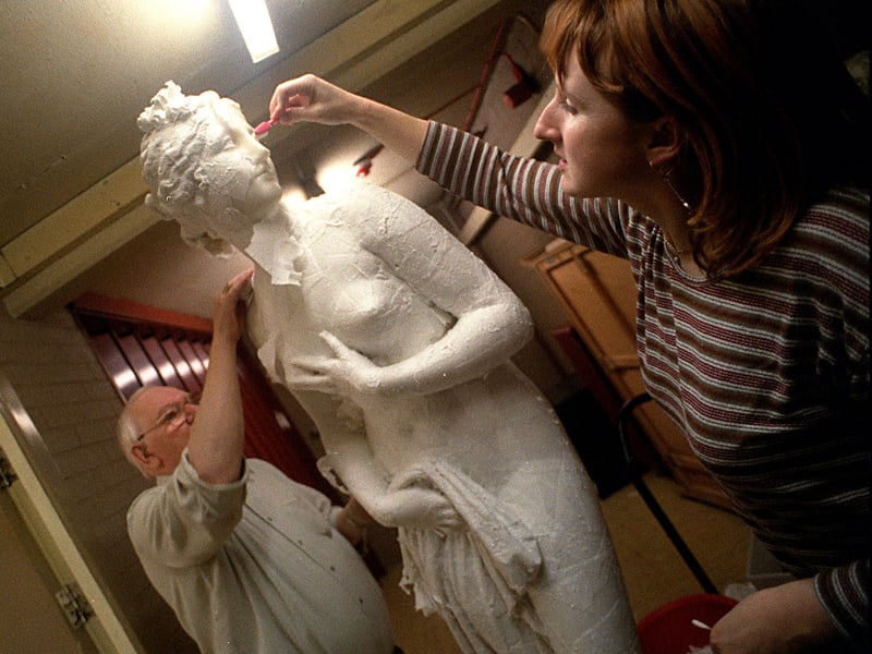 A makeover for Canova 'Venus' at Leeds Art City Gallery in November 1997. Pictured is conservationist Tessa Jackson with helper Harry Fagan.