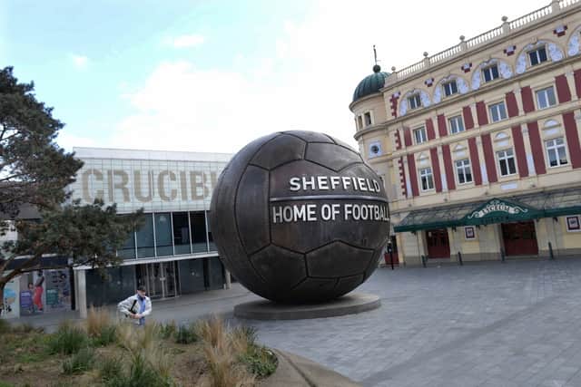 An AI generated image of what a monument to Sheffield's status as the birthplace of football might look like on Tudor Square in the city