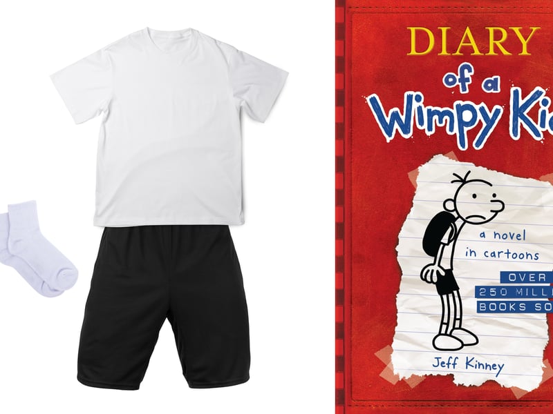 If you have a printer, or a bit of time to spare, a costume inspired by Jeff Kinney’s Diary of a Wimpy Kid books could be an easy option to pick. There are plenty of online guides to help create masks with a super simple base outfit made up of items you should already have at home.