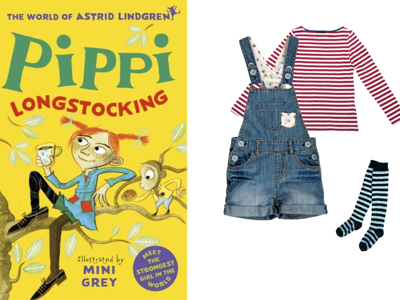 Another popular character on World Book Day is Pippi Longstocking. The superhumanly strong girl is known for being wild, and key to this look is messy braided hair with mismatched socks (ideally stripy), a t-shirt and overalls, jeans or even a dress simply adding to the chaos. 