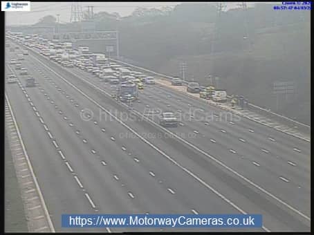 Traffic is building on the M1 after reports of a collision. 