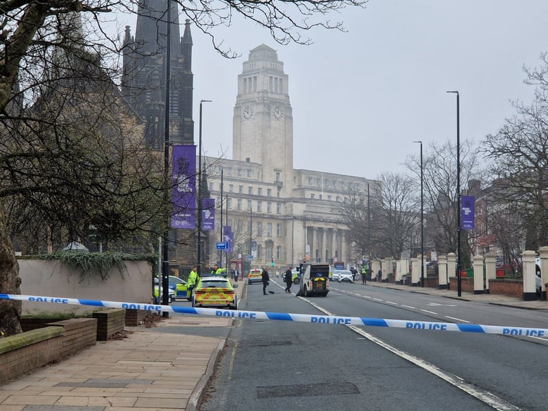 Emergency service at the scene on A660 Blenheim Terrace