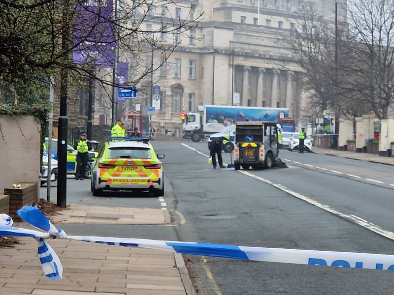 Emergency service at the scene on A660 Blenheim Terrace
