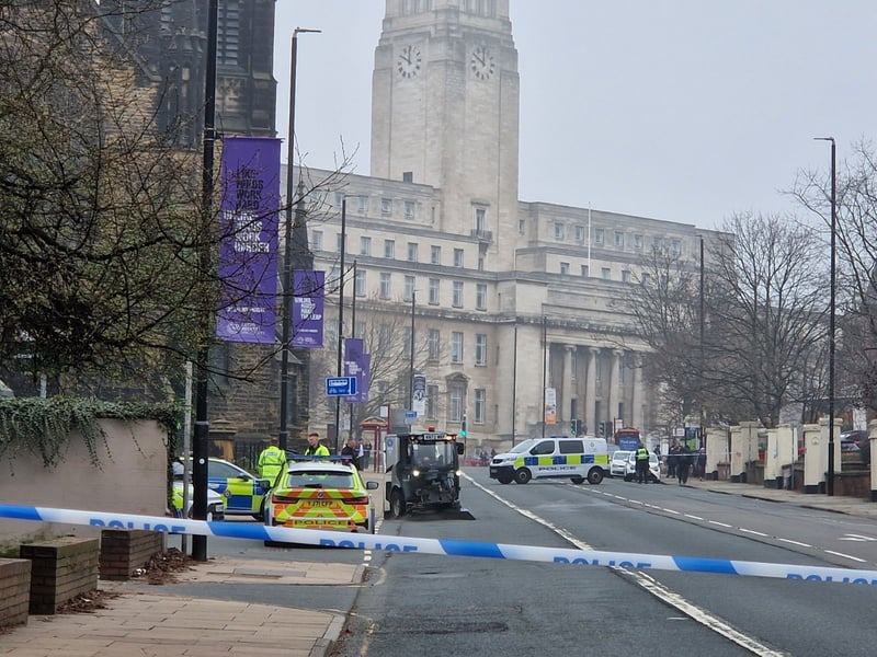 Emergency service at the scene on A660 Blenheim Terrace