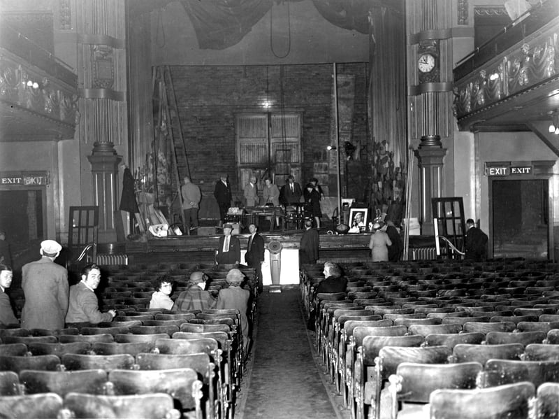 Furnishings being auctioned from the Alhambra Cinema, on Leith Walk, in 1959