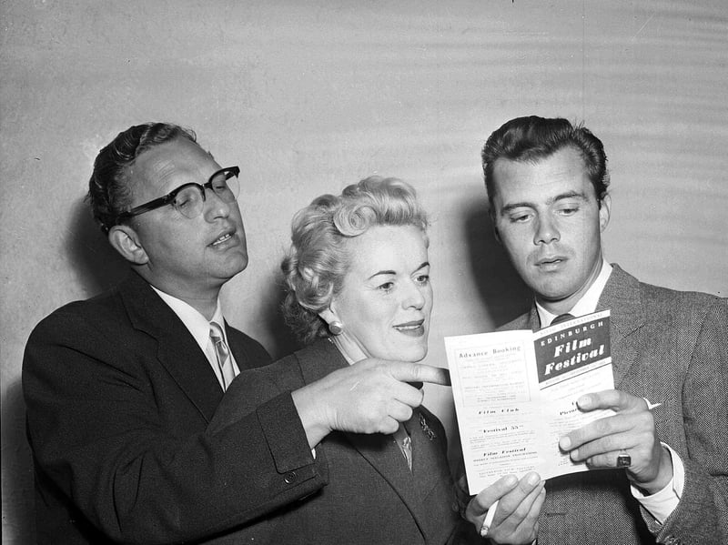 Film director Ralph Thomas and producer Betty Box with actor Dirk Bogarde at Film House during the 1955 Edinburgh Film Festival