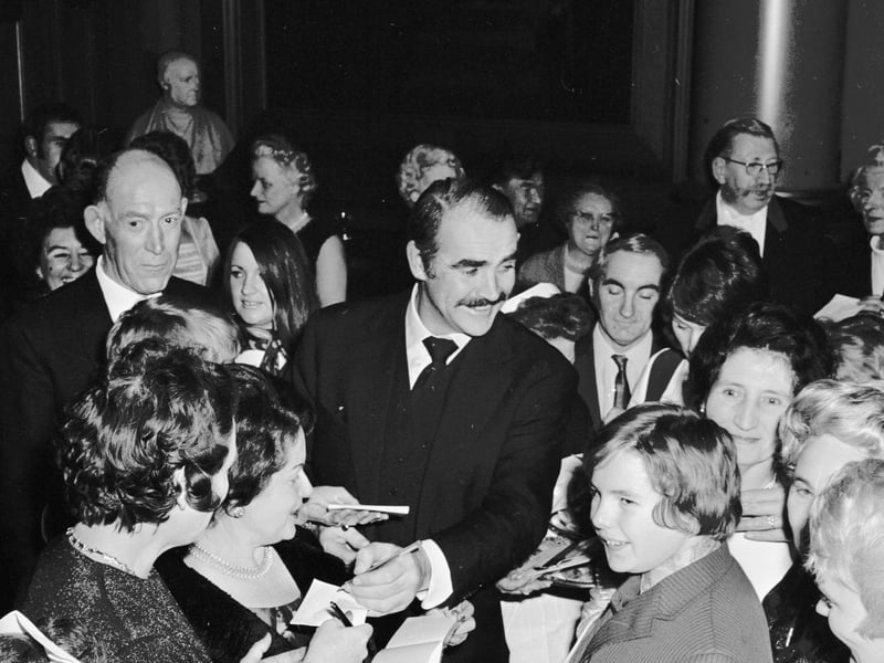 Sean Connery is besieged by autograph-hunters at the premiere of Diamonds Are Forever, at the Odeon cinema, Edinburgh, in January 1972