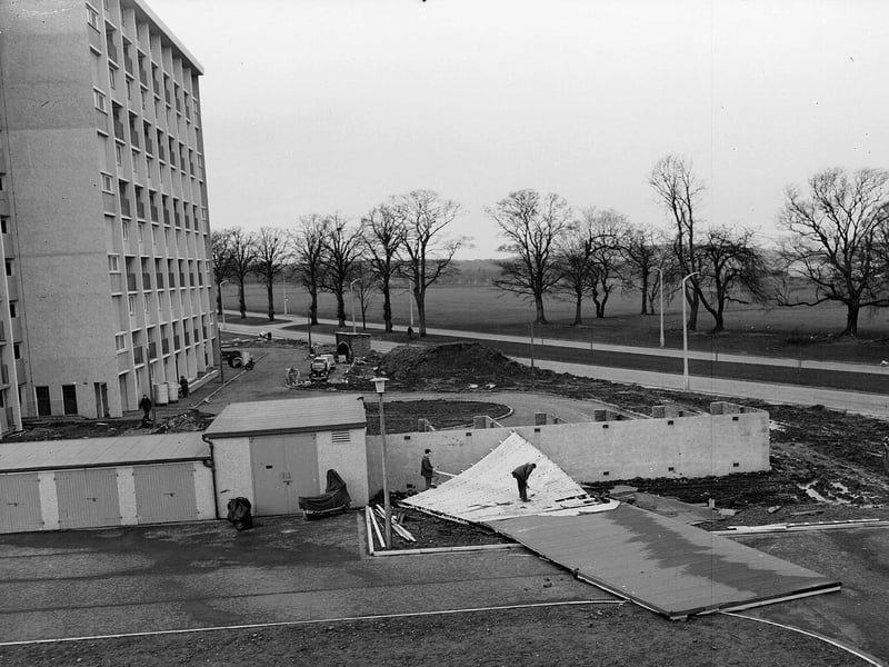Gale damage in Muirhouse in February 1962.